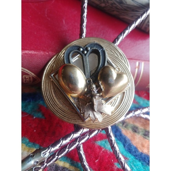 Vintage Handcrafted Love Charm Bolo Tie // Abstract Western String Tie - Picture 5 of 10